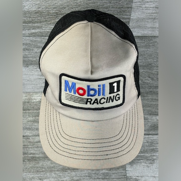 VTG Mobil 1 Racing Patch Mesh Snapback Trucker Hat Stylemaster OSFA USA Made - Picture 6 of 16